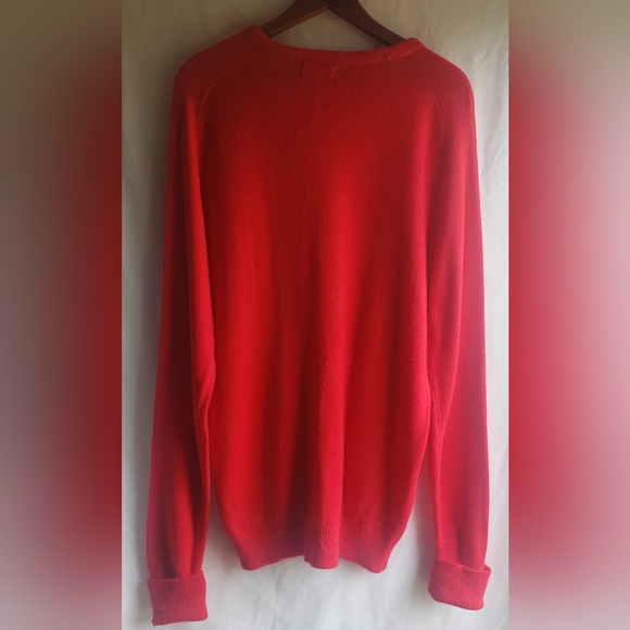 IZOD Lacoste Vintage Orlon Acrylic Sweater Red V Neck Mens Large - Picture 5 of 8